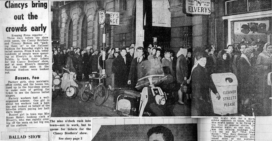 Ticket queue for The Clancy Brothers concert, Dublin, 1964 / Evening Press photographer