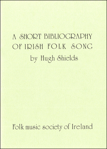 A Short Bibliography of Irish Folk Song, cover